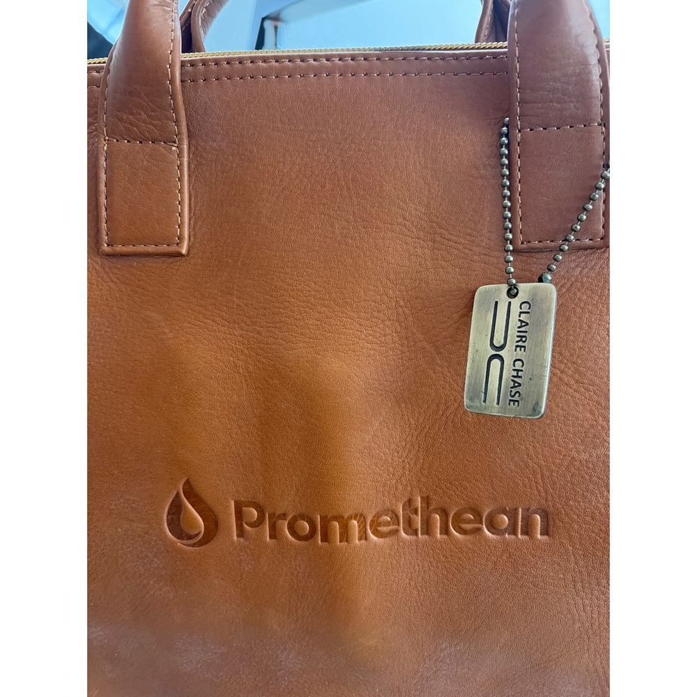 Claire‎ Chase Promethean Leather Laptop Briefcase Sleeve Bag Brown Saddle Tan - Picture 2 of 7